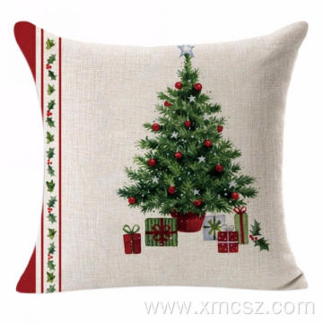 Christmas Santa Claus Cotton Linen Gift Cushion Cover